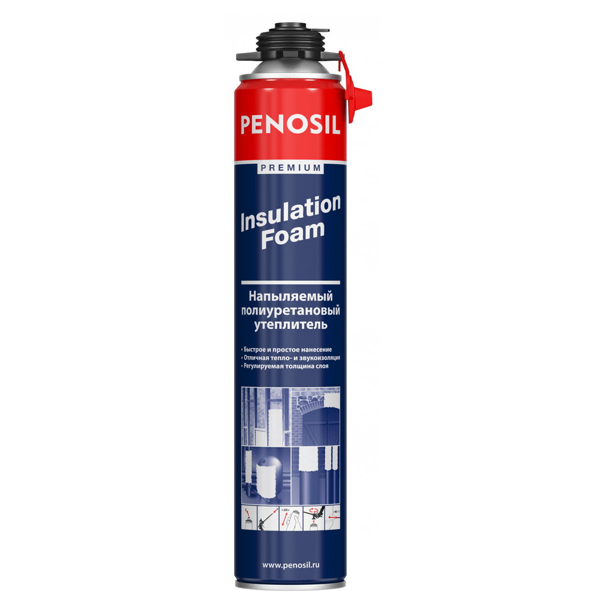 Піна утеплююча поліуретанова розпилювальна PENOSIL Insulation Foam 810ml - Фото