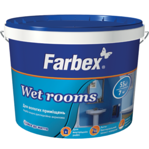 Фарба для вологих приміщень ВДА “Wet Rooms”, біла матова, ТМ Farbex 1.4кг - Фото