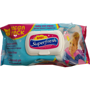 Серветки вологі Super Fresh *120шт (з клапаном) Дитячі - Фото