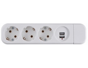 Колодка 3 -місна (2Р+РЕ+USB) КП-3- USB-10 - Фото